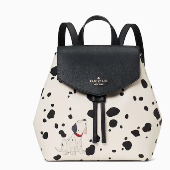 Disney X Kate Spade New York Medium Flap 101 Dalmatians Backpack Black White - Picture 6 of 7